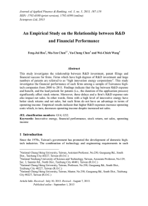 An Empirical Study on the Relationship between R&amp;D and Financial Performance Abstract