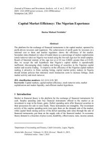 Capital Market Efficiency: The Nigerian Experience Abstract