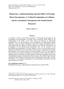 Journal of Finance and Investment Analysis, vol. 4, no.2, 2015,... ISSN: 2241-0998 (print version), 2241-0996(online)