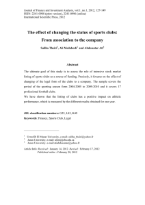 The effect of changing the status of sports clubs: Abstract