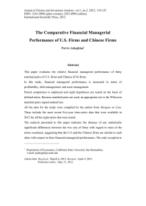 The Comparative Financial Managerial Performance of U.S. Firms and Chinese Firms Abstract