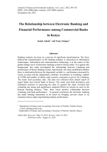 The Relationship between Electronic Banking and Financial Performance among Commercial Banks