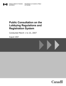 Public Consultation on the Lobbying Regulations and Registration System