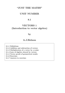 “JUST THE MATHS” UNIT NUMBER 8.1 VECTORS 1