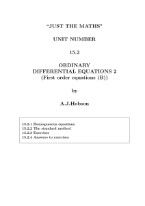 “JUST THE MATHS” UNIT NUMBER 15.2 ORDINARY