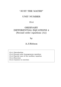 “JUST THE MATHS” UNIT NUMBER 15.4 ORDINARY