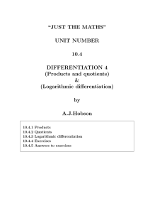 “JUST THE MATHS” UNIT NUMBER 10.4 DIFFERENTIATION 4