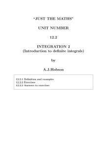 “JUST THE MATHS” UNIT NUMBER 12.2 INTEGRATION 2