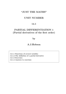 “JUST THE MATHS” UNIT NUMBER 14.1 PARTIAL DIFFERENTIATION 1