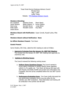 Approved July 25, 2007 Texas Forest Service Employee Advisory Council Minutes From