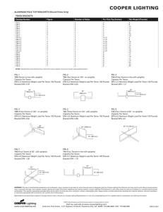 COOPER LIGHTING ALUMINUM POLE TOP BRACKETS (Round Poles Only) TENON BRACKETS Catalog Number