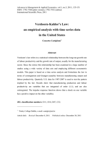 Verdoorn-Kaldor’s Law: an empirical analysis with time series data