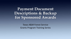 Payment Document Descriptions &amp; Backup for Sponsored Awards Texas A&amp;M Forest Service