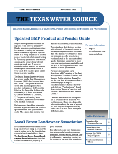 THE TEXAS WATER SOURCE Updated BMP Product and Vendor Guide