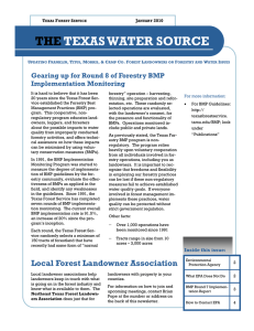 THE TEXAS WATER SOURCE Gearing up for Round 8 of Forestry BMP