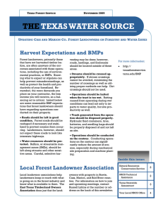 THE TEXAS WATER SOURCE Harvest Expectations and BMPs U