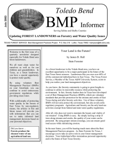 BMP Toledo Bend Informer Updating FOREST LANDOWNERS on Forestry and Water Quality Issues