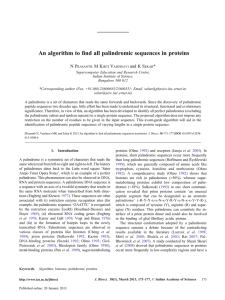 An algorithm to find all palindromic sequences in proteins N P V