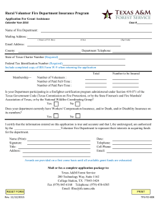 Rural Volunteer Fire Department Insurance Program Application For Grant Assistance