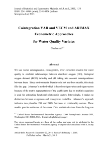 Cointegration VAR and VECM and ARIMAX Econometric Approaches for Water Quality Variates