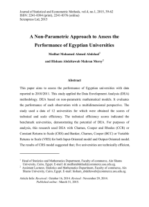 A Non-Parametric Approach to Assess the Performance of Egyptian Universities Abstract