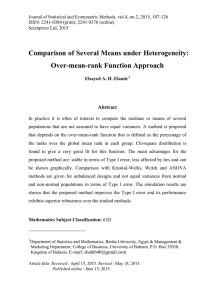 Comparison of Several Means under Heterogeneity: Over-mean-rank Function Approach Abstract