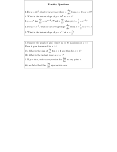 Practice  Questions Δy 1. For y = 2x