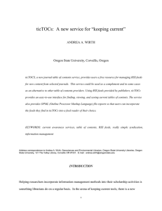 ticTOCs:  A new service for “keeping current”  ANDREA A. WIRTH