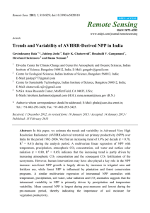 Remote Sensing Trends and Variability of AVHRR-Derived NPP in India