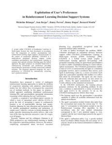 Exploitation of User’s Preferences in Reinforcement Learning Decision Support Systems Micheline Bélanger