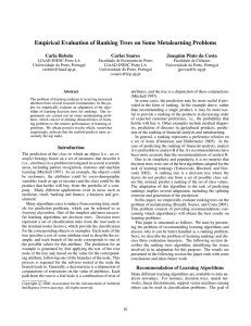 Empirical Evaluation of Ranking Trees on Some Metalearning Problems Carla Rebelo