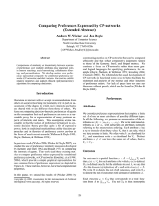 Comparing Preferences Expressed by CP-networks (Extended Abstract) Andrew W. Wicker