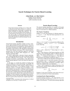 Search Techniques for Fourier-Based Learning Adam Drake Fourier-Based Learning