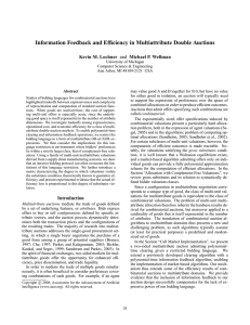 Information Feedback and Efficiency in Multiattribute Double Auctions Kevin M. Lochner