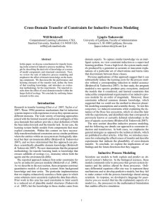 Cross-Domain Transfer of Constraints for Inductive Process Modeling Will Bridewell Ljupˇco Todorovski
