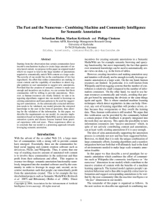 The Fast and the Numerous – Combining Machine and Community... for Semantic Annotation Sebastian Blohm, Markus Krötzsch and Philipp Cimiano