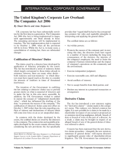 The United Kingdom’s Corporate Law Overhaul: The Companies Act 2006