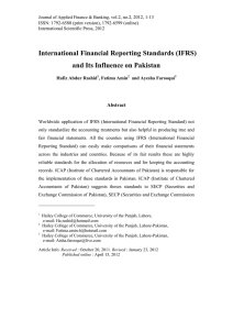 International Financial Reporting Standards (IFRS) and Its Influence on Pakistan Abstract