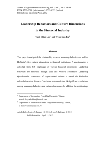 Leadership Behaviors and Culture Dimensions in the Financial Industry Abstract