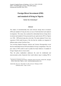 Foreign Direct Investment (FDI) and standard of living in Nigeria Abstract