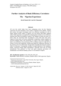 Further Analysis of Bank Efficiency Correlates: Abstract