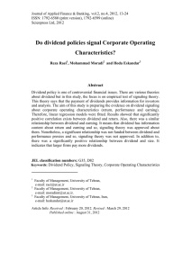 Do dividend policies signal Corporate Operating Characteristics? Abstract