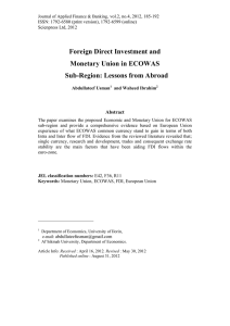 Foreign Direct Investment and Monetary Union in ECOWAS Sub-Region: Lessons from Abroad