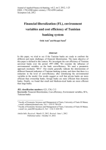 Financial liberalization (FL), environment variables and cost efficiency of Tunisian banking system