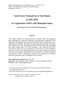 Total Factor Productivity of Thai Banks in 2007-2010