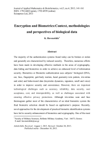 Encryption and Biometrics:Context, methodologies and perspectives of biological data Abstract