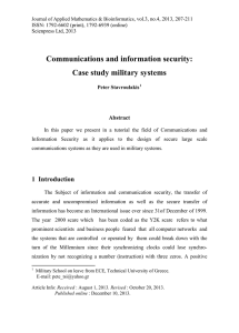 Communications and information security: Case study military systems Abstract