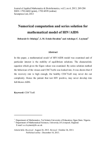 Numerical computation and series solution for mathematical model of HIV/AIDS Abstract