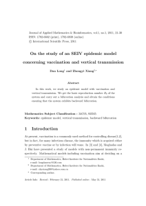 Journal of Applied Mathematics &amp; Bioinformatics, vol.1, no.1, 2011, 21-30