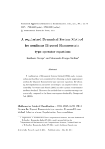 Journal of Applied Mathematics &amp; Bioinformatics, vol.1, no.1, 2011, 65-78